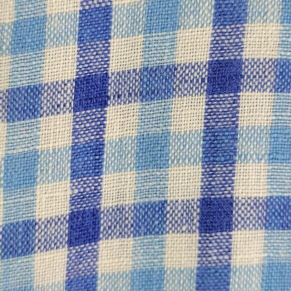 Vineyard Vines Shirt Mens Small Blue Gingham Check Linen Classic Fit Tucker - Picture 6 of 8